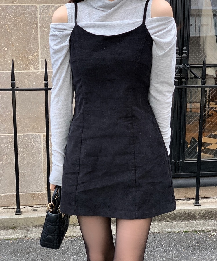 FR2梅 黒いコーデュロイミニワンピース F FR2梅 黒いコーデュロイミニワンピース F