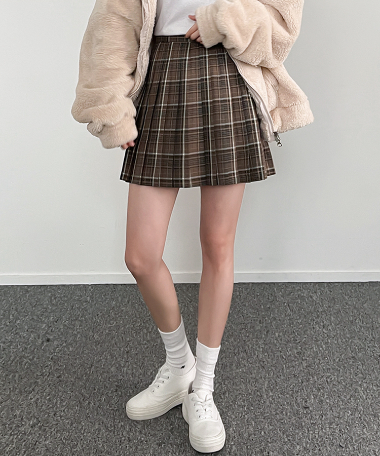 marine serre ブラウン ジャカード プリーツ ミニスカート チェック