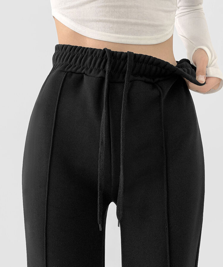 절개라인 가성비 밍크 융털 기모 세미 부츠컷 블랙 밴딩팬츠 블랙