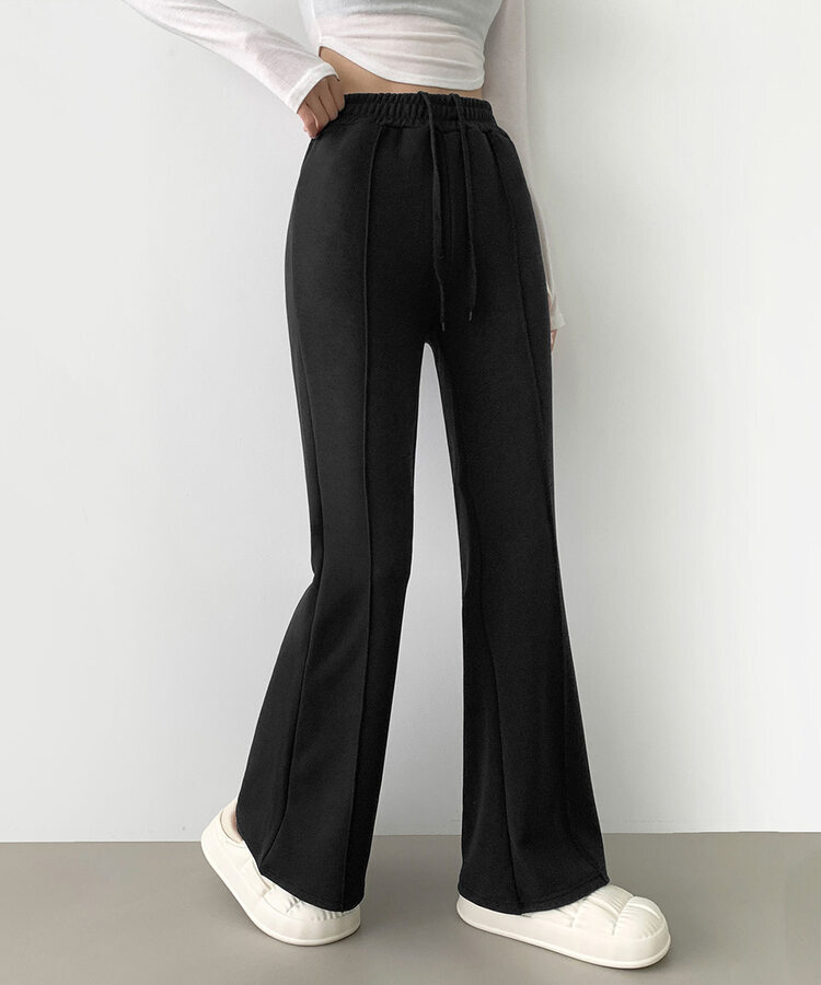 절개라인 가성비 밍크 융털 기모 세미 부츠컷 블랙 밴딩팬츠 블랙