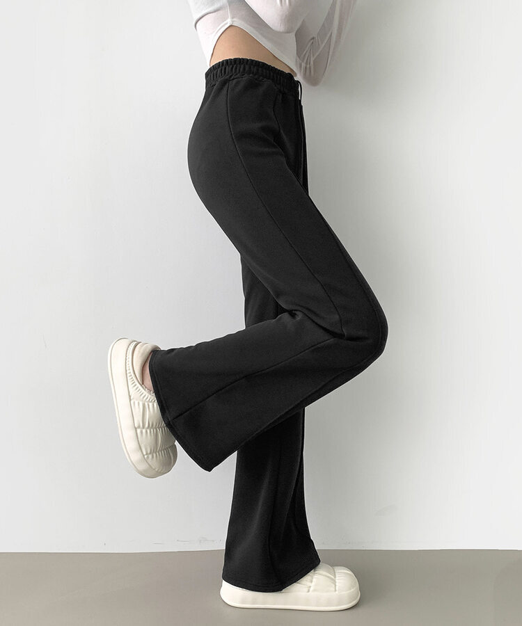 절개라인 가성비 밍크 융털 기모 세미 부츠컷 블랙 밴딩팬츠 블랙