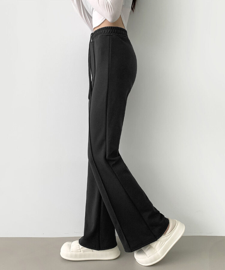 절개라인 가성비 밍크 융털 기모 세미 부츠컷 블랙 밴딩팬츠 블랙