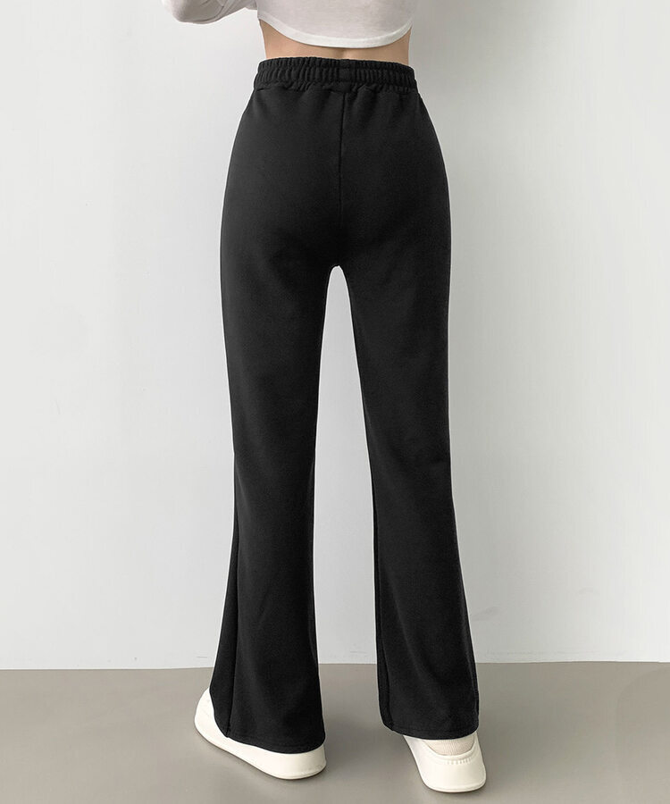 절개라인 가성비 밍크 융털 기모 세미 부츠컷 블랙 밴딩팬츠 블랙