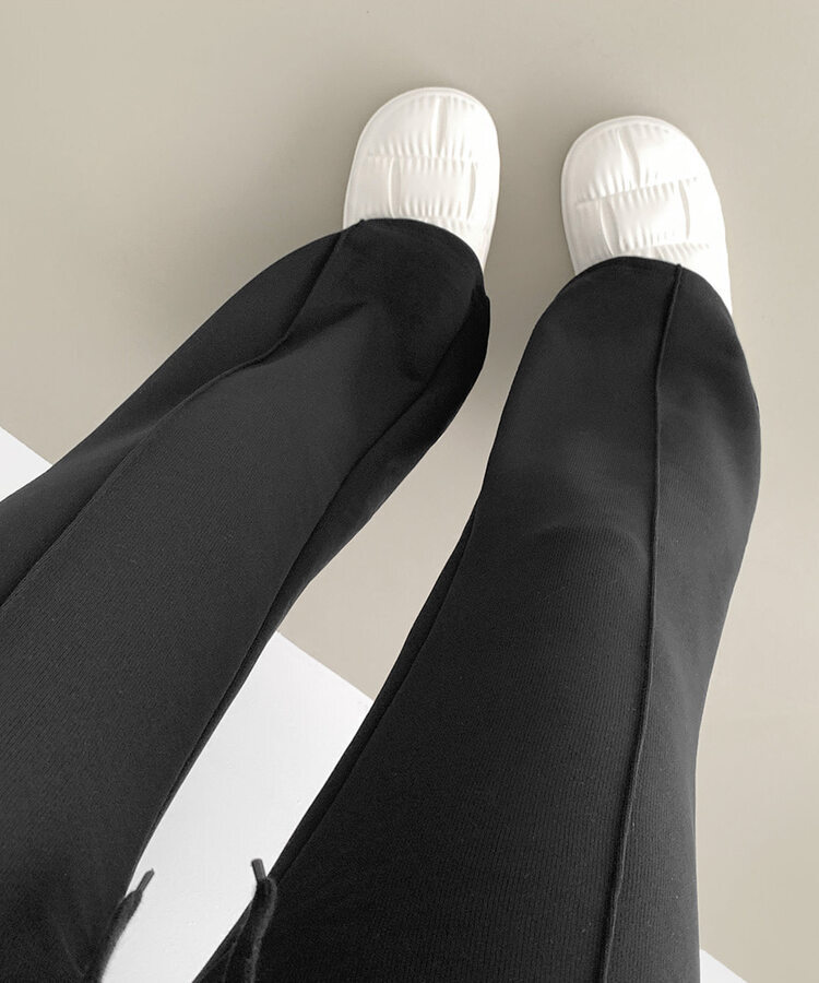 절개라인 가성비 밍크 융털 기모 세미 부츠컷 블랙 밴딩팬츠 블랙