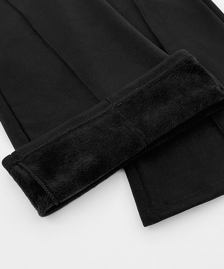 절개라인 가성비 밍크 융털 기모 세미 부츠컷 블랙 밴딩팬츠
