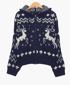 ウールノルディックジップアップニットパーカー｜ジャンパー