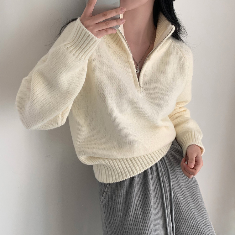 ハーフジップアップラグランニット｜ニット｜韓国ファッション