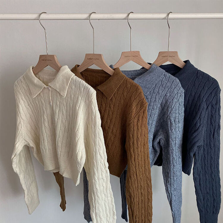 【SET】ケーブルクロップニット バンディングフレアミニスカート