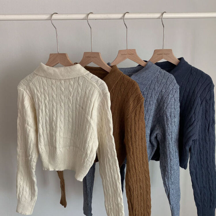 【SET】ケーブルクロップニット バンディングフレアミニスカート