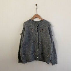 코코 울 진주 리본 니트가디건