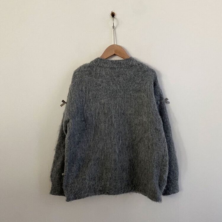 코코 울 진주 리본 니트가디건