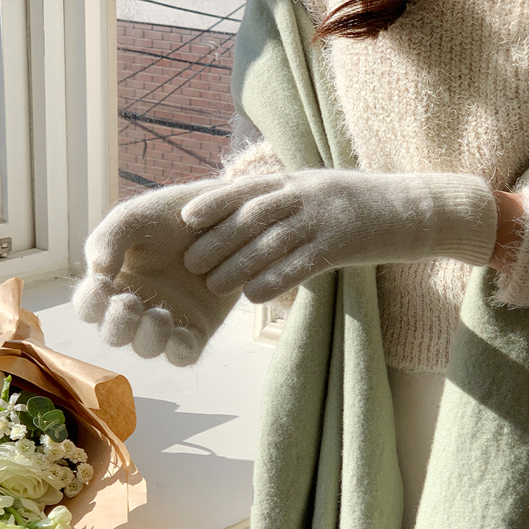 ウール70％グローブ Ivory