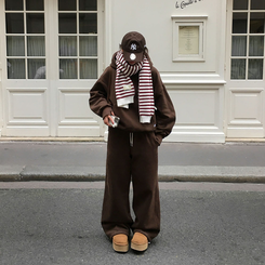 【SHORT/LONG 丈別】ドローストリングワイドパンツ6色 BROWN