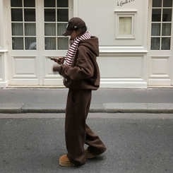 【SHORT/LONG 丈別】ドローストリングワイドパンツ6色 BROWN