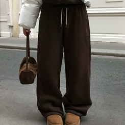 【SHORT/LONG 丈別】ドローストリングワイドパンツ6色 BROWN