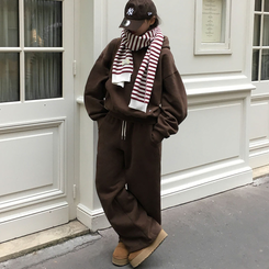 【SHORT/LONG 丈別】ドローストリングワイドパンツ6色 BROWN