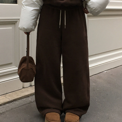 【SHORT/LONG 丈別】ドローストリングワイドパンツ6色 BROWN