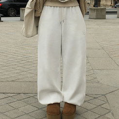 【SHORT/LONG 丈別】ドローストリングワイドパンツ6色 WHITE