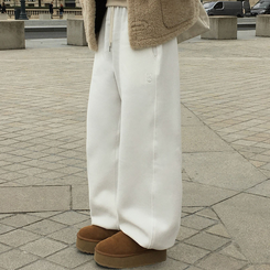 【SHORT/LONG 丈別】ドローストリングワイドパンツ6色 WHITE