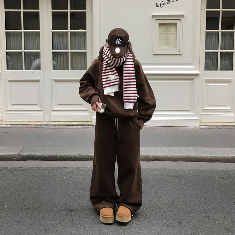 【SHORT/LONG 丈別】ドローストリングワイドパンツ6色 BROWN