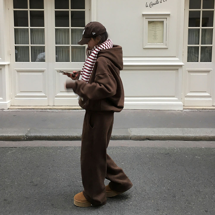 【SHORT/LONG 丈別】ドローストリングワイドパンツ6色 BROWN