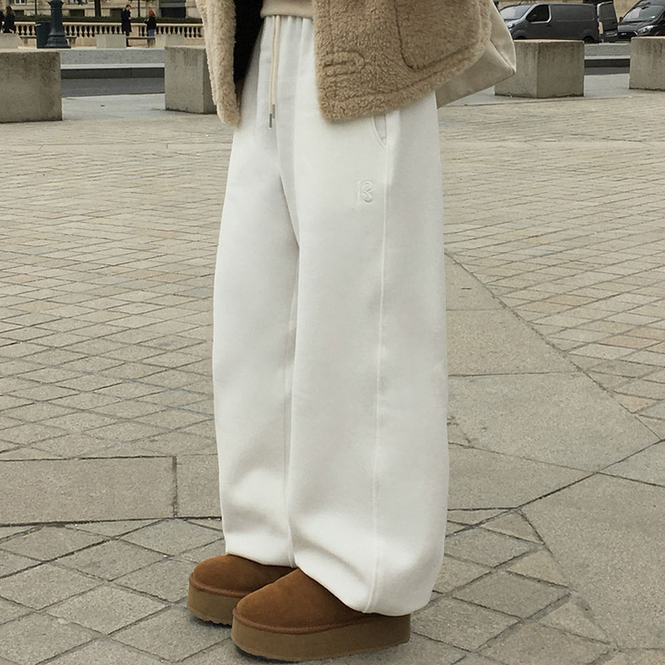 【SHORT/LONG 丈別】ドローストリングワイドパンツ6色 WHITE