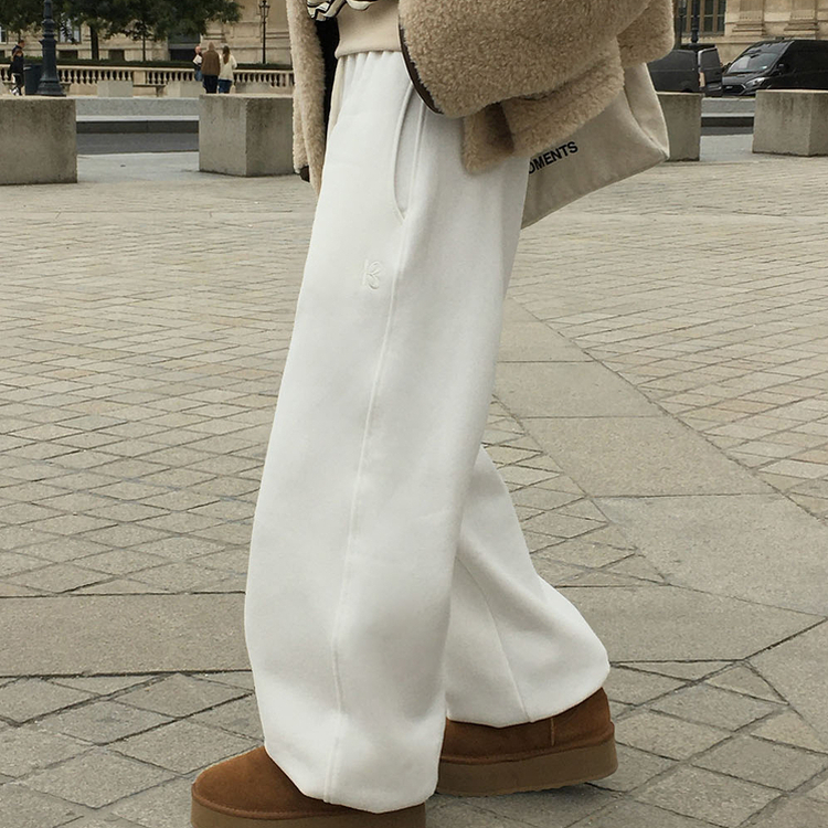 【SHORT/LONG 丈別】ドローストリングワイドパンツ6色 WHITE