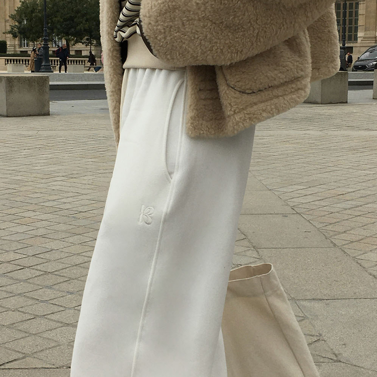 【SHORT/LONG 丈別】ドローストリングワイドパンツ6色 WHITE