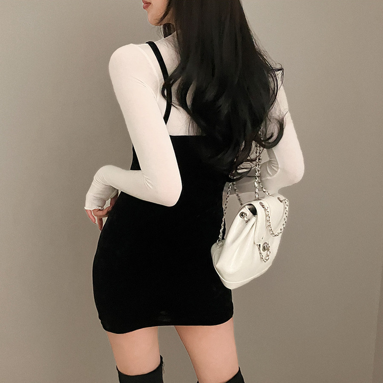 バストツイストベルベットビスチェミニワンピース BLACK