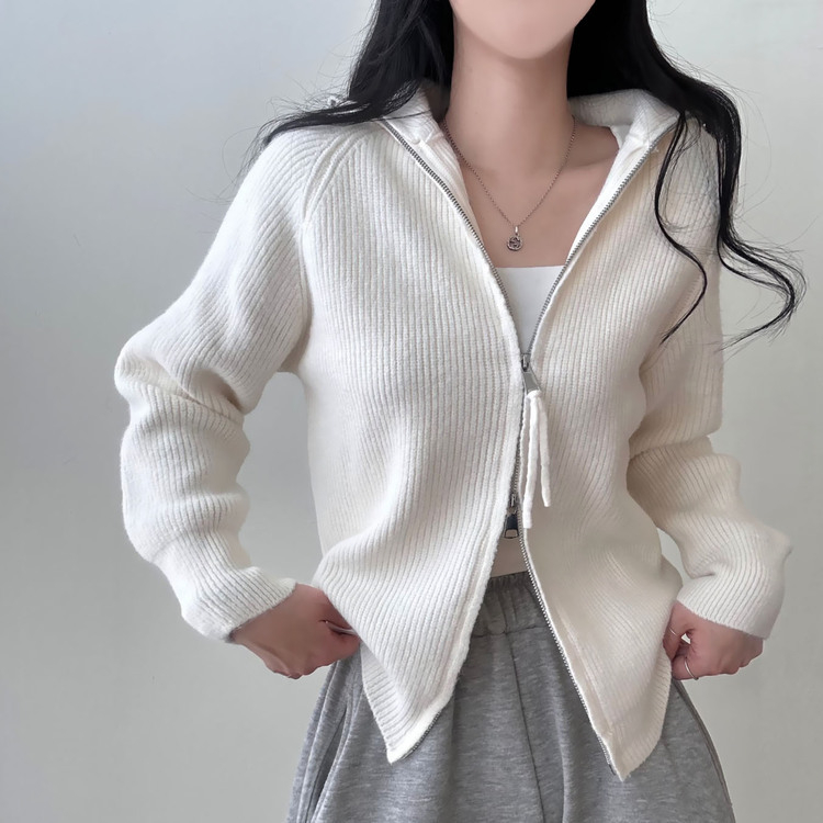 【即日発送】stone  ダブルジップ セーター 薄手 グレー M wip_22122119_6.jpg