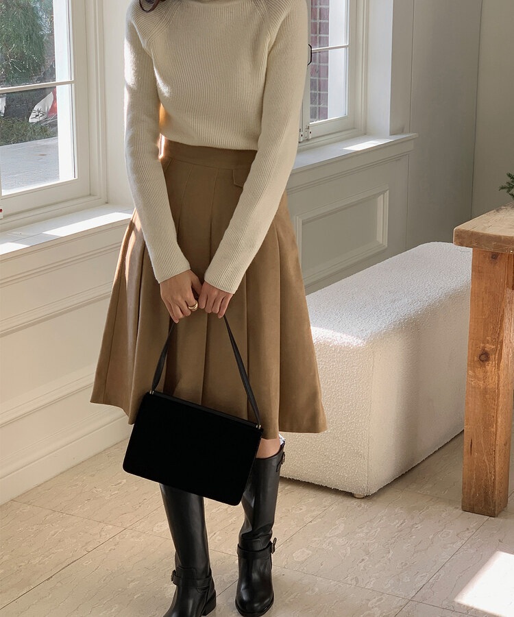 コーデュロイプリーツミディスカート｜ミニスカート｜韓国ファッション