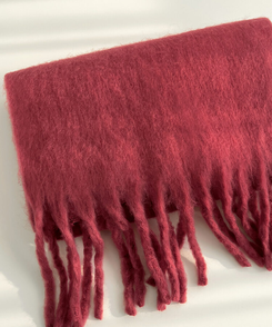 ロングタッセルマフラー12色 RED BROWN