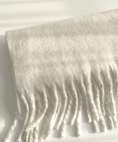 ロングタッセルマフラー12色 WHITE