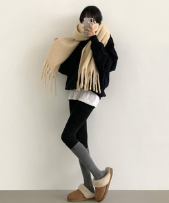 ロングタッセルマフラー12色 CREAM