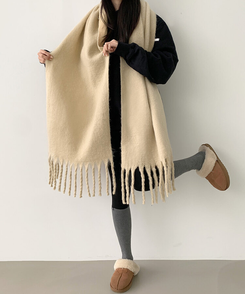 ロングタッセルマフラー12色 CREAM