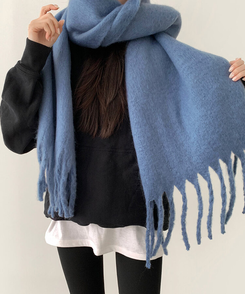 ロングタッセルマフラー12色 AQUA