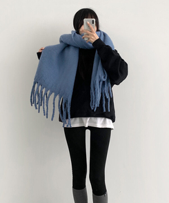 ロングタッセルマフラー12色 AQUA