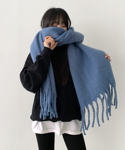 ロングタッセルマフラー12色 AQUA