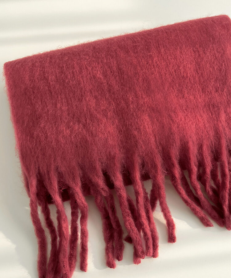 ロングタッセルマフラー12色 RED BROWN