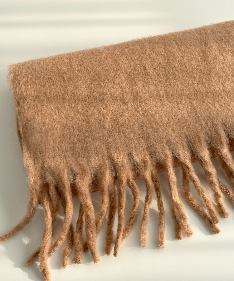 ロングタッセルマフラー12色 LIGHT BROWN