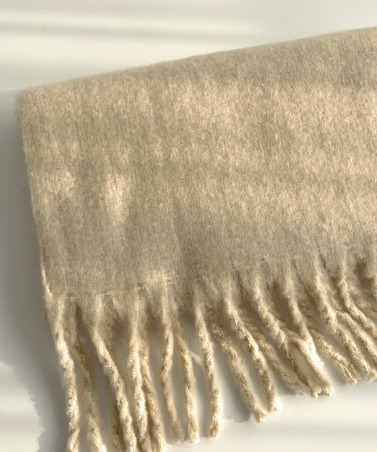 ロングタッセルマフラー12色 CREAM