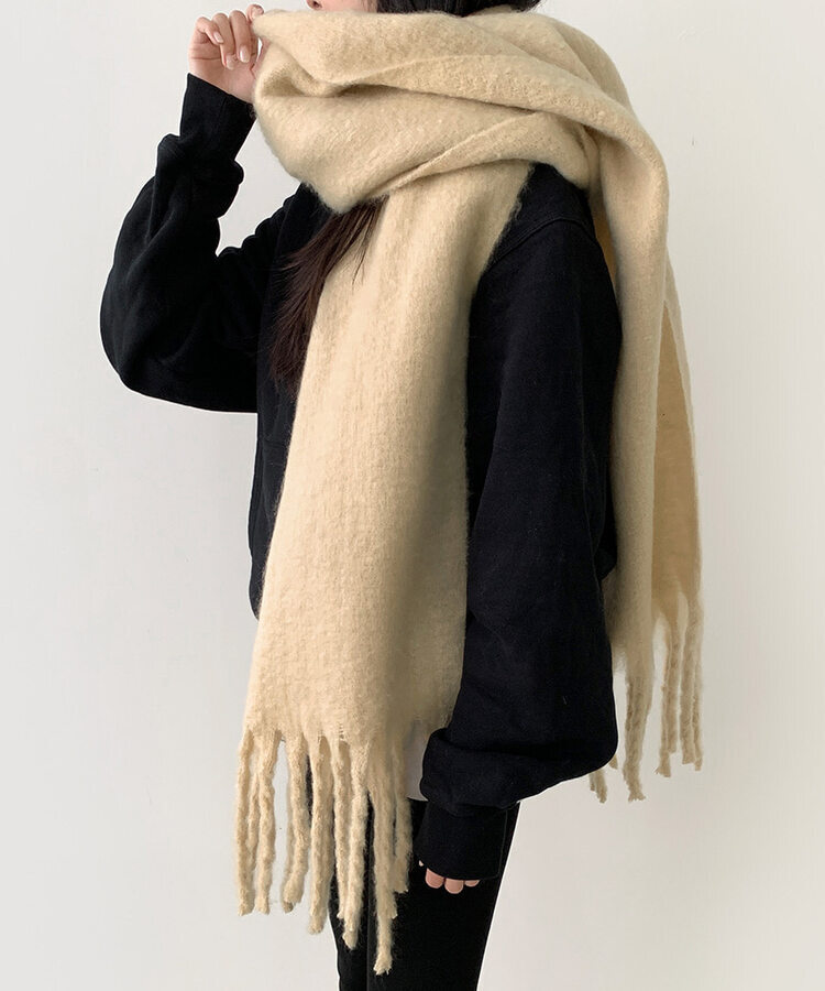 ロングタッセルマフラー12色 CREAM