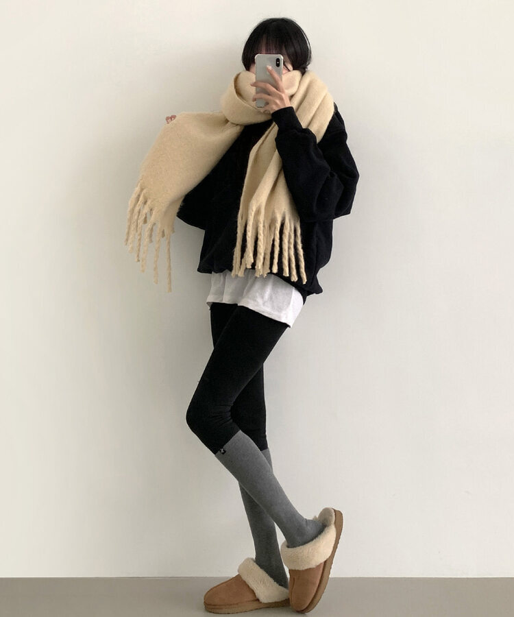 ロングタッセルマフラー12色 CREAM