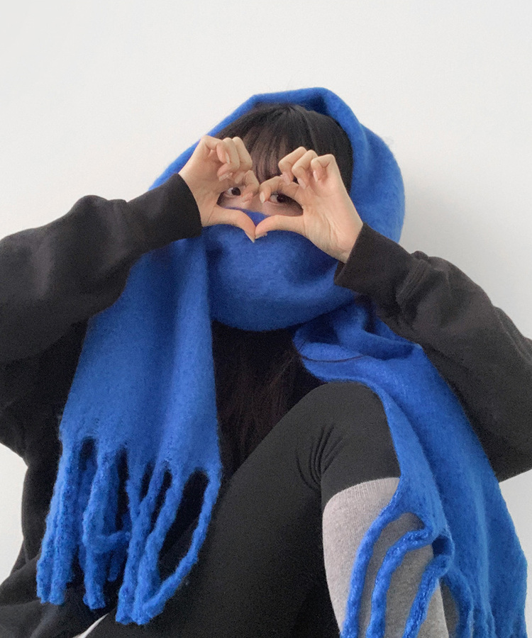 ロングタッセルマフラー12色 BLUE