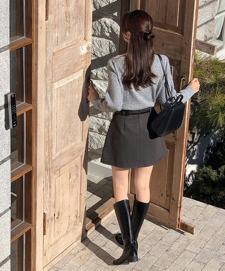 【SET】ベルト＋プリーツミニスカート Gray(WINTER VERSION+BELT)