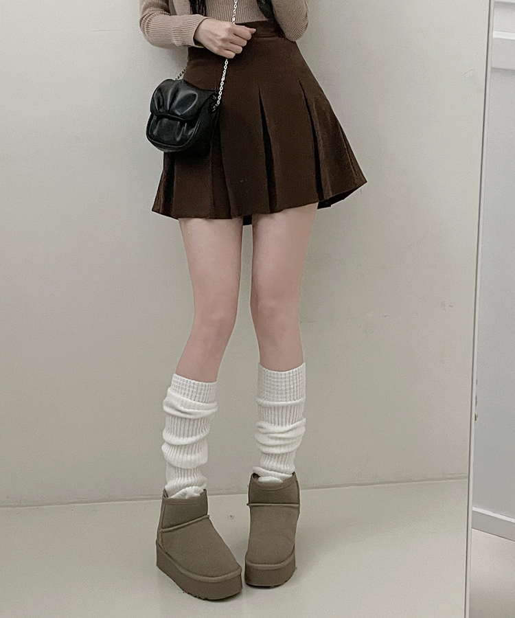 러블리코듀로이골덴플리츠미니스커트 브라운
