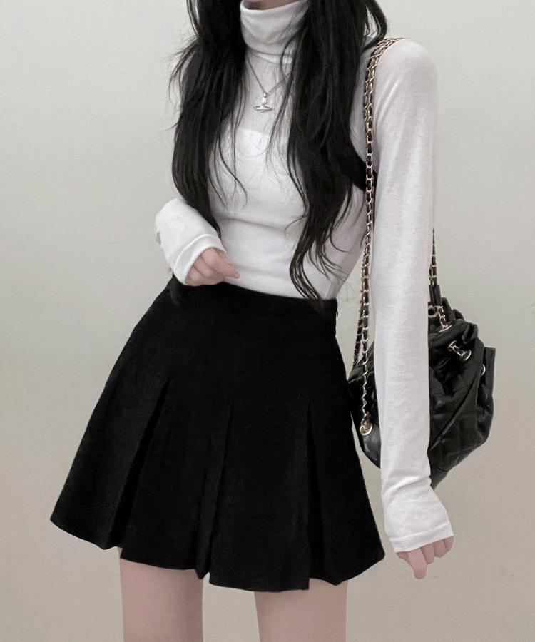 러블리코듀로이골덴플리츠미니스커트 블랙