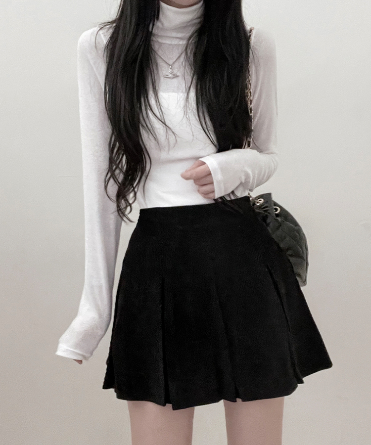 러블리코듀로이골덴플리츠미니스커트 블랙