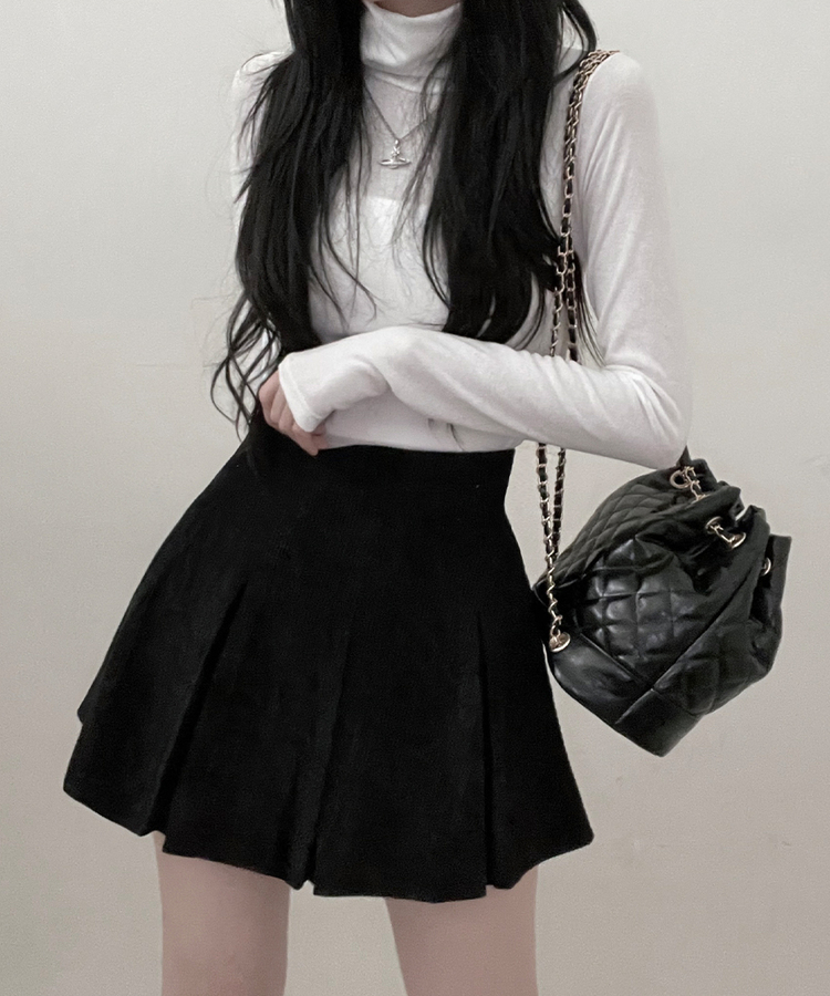 러블리코듀로이골덴플리츠미니스커트 블랙