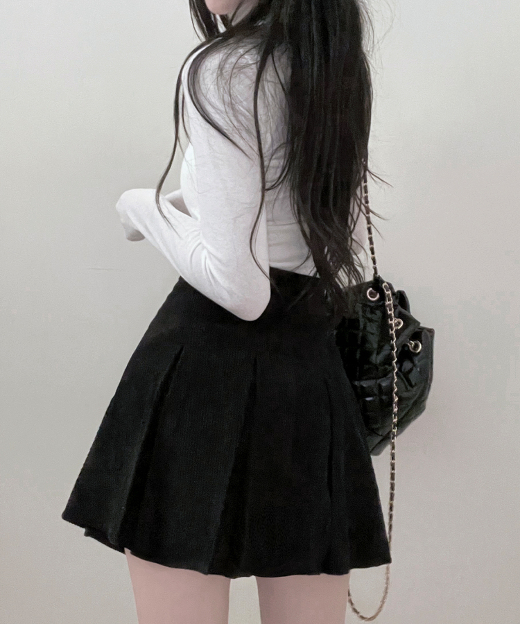 러블리코듀로이골덴플리츠미니스커트 블랙